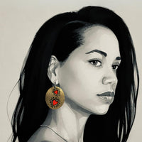 Pendientes KeithMe - cuero dorado - aro dorados