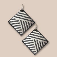 Pendientes de cuero CHOCO BOX - plata