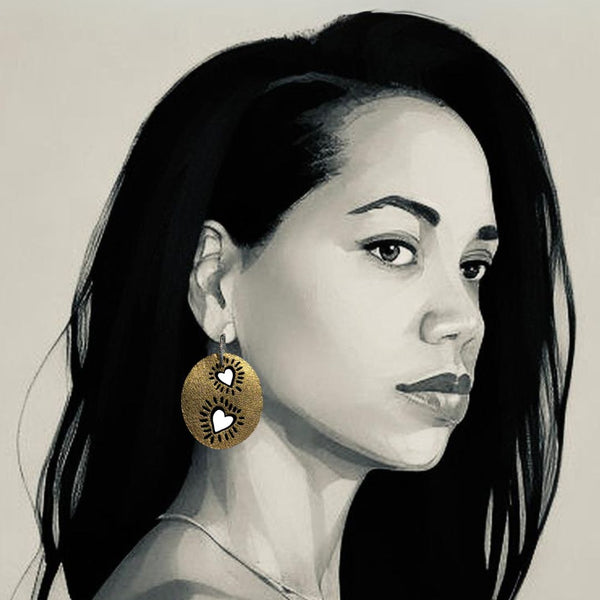 KeithMe earrings - gold leather - gold-plated hoop earrings