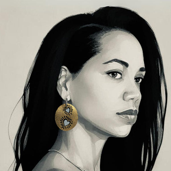 KeithMe earrings - gold leather - gold-plated hoop earrings