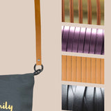 Fine bandoulière avec mousquetons - largeur 1cm - longueur sur mesure - cuir lisse avec coutures