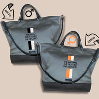 Family bag Heroes - leather and recycled fabric - charcoal grey