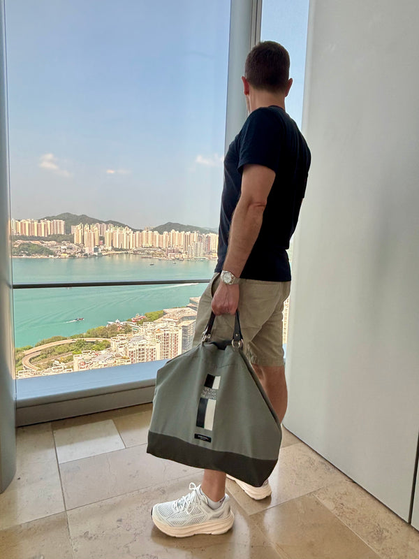 Bolsa familiar Heroes - piel y tejido reciclado - gris antracita