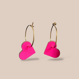 Boucles d´oreilles Sweetheart en cuir fluo