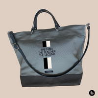 Family bag Heroes - leather and recycled fabric - charcoal grey