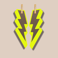 "FLASH" leather earrings - FLUO outlines - Reversible with metallic outlines