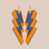 "FLASH" leather earrings - FLUO outlines - Reversible with metallic outlines