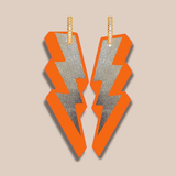 "FLASH" leather earrings - FLUO outlines - Reversible with metallic outlines