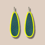 COLOR DROP leather earrings - FLUO contours - 925 gold rings